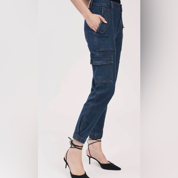 10 Crosby Derek Lam Blue Dark Wash Ankle Cropped Jeans - Picture 2 of 12